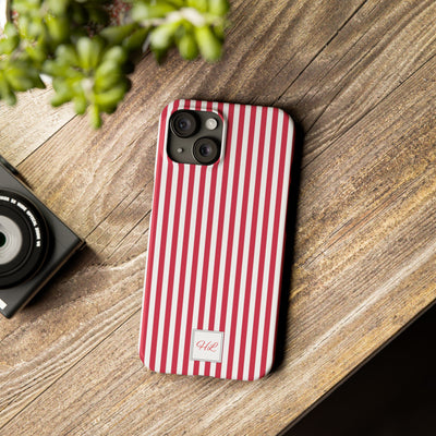 Slim Custom Personalized Winterberry Red Striped Phone Case for Iphone 17 - | iPhone 16 Pro Max Case | iPhone 15 Case Iphone 14 13 12 11 10 9 8 - Studio40ParkLane