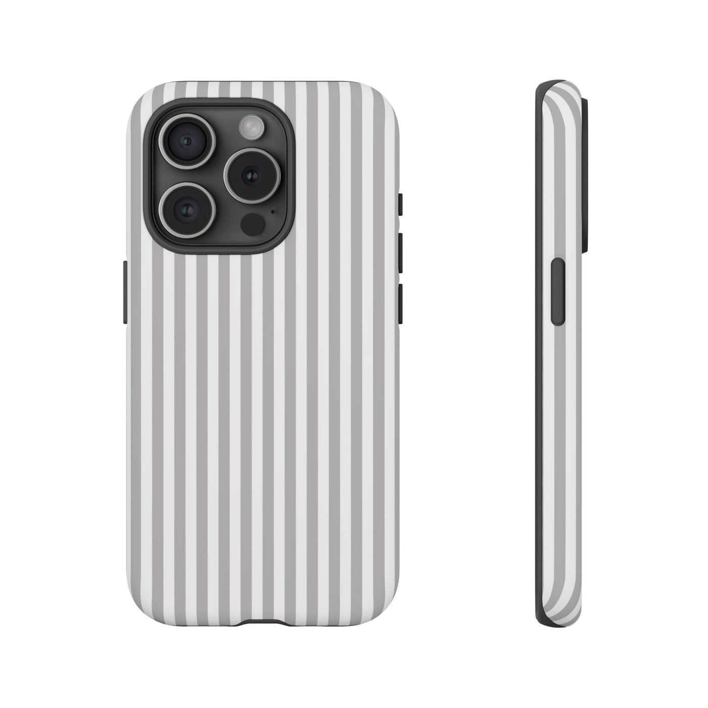 Tough Premium Ash Grey Stripes Phone Case Gift for Her - For Apple iPhone 16 Pro Max 16e iPhone 15 Pro iPhone Iphone 14 Plus 13 Pro 12 SE XR - Studio40ParkLane