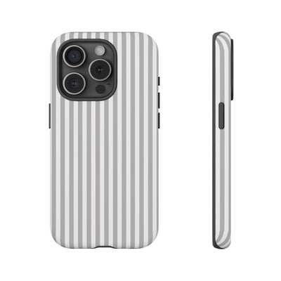 Tough Premium Ash Grey Stripes Phone Case Gift for Her - For Apple iPhone 16 Pro Max 16e iPhone 15 Pro iPhone Iphone 14 Plus 13 Pro 12 SE XR - Studio40ParkLane