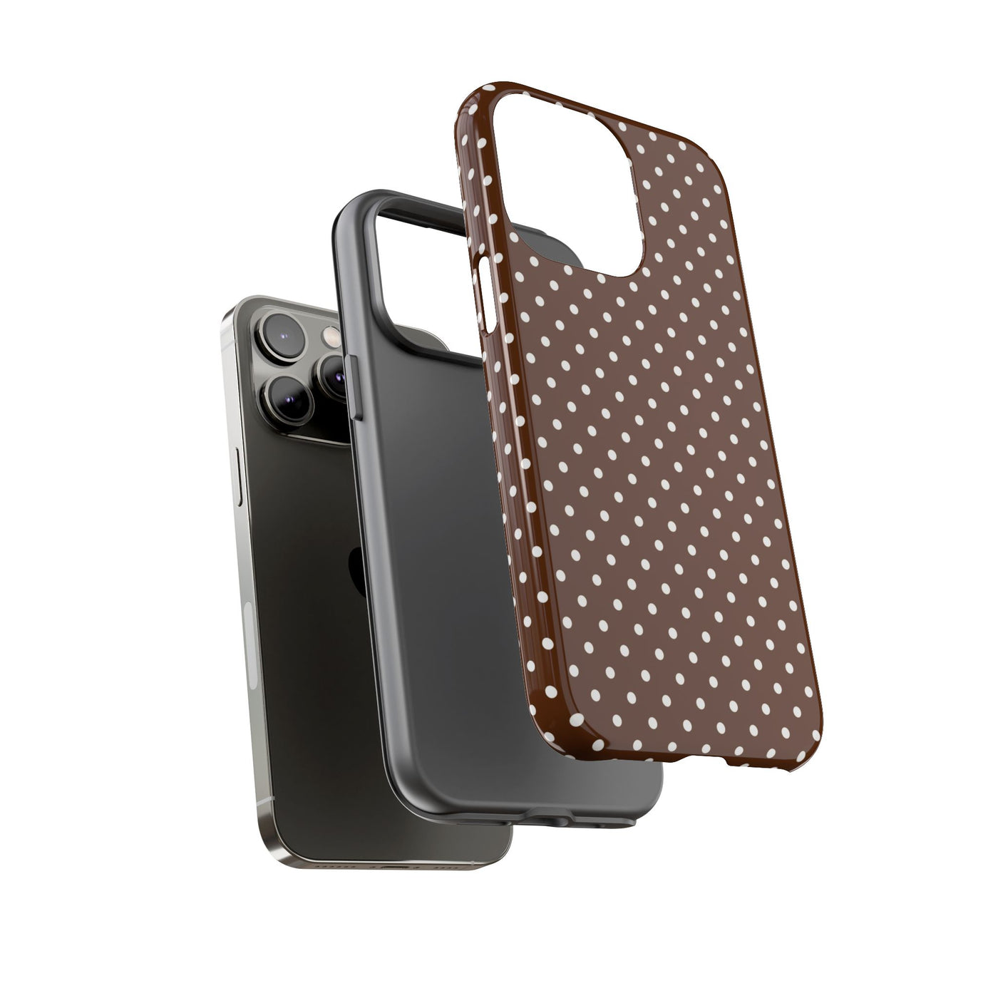 Aesthetic Tough Mocha Brown Polka Dots Premium Phone Case - For iPhone 17 Pro Max iPhone 16 Pro iPhone 15 Iphone 14 Plus 13 Pro 12 11 10 - Studio40ParkLane