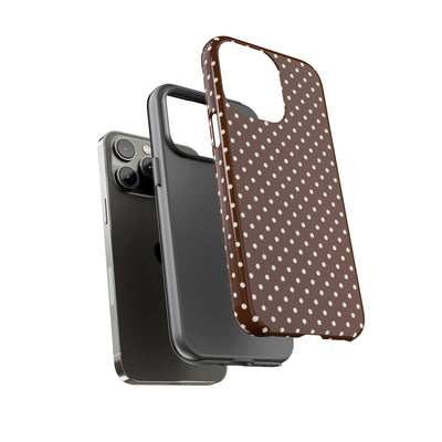 Aesthetic Tough Mocha Brown Polka Dots Premium Phone Case - For iPhone 17 Pro Max iPhone 16 Pro iPhone 15 Iphone 14 Plus 13 Pro 12 11 10 - Studio40ParkLane