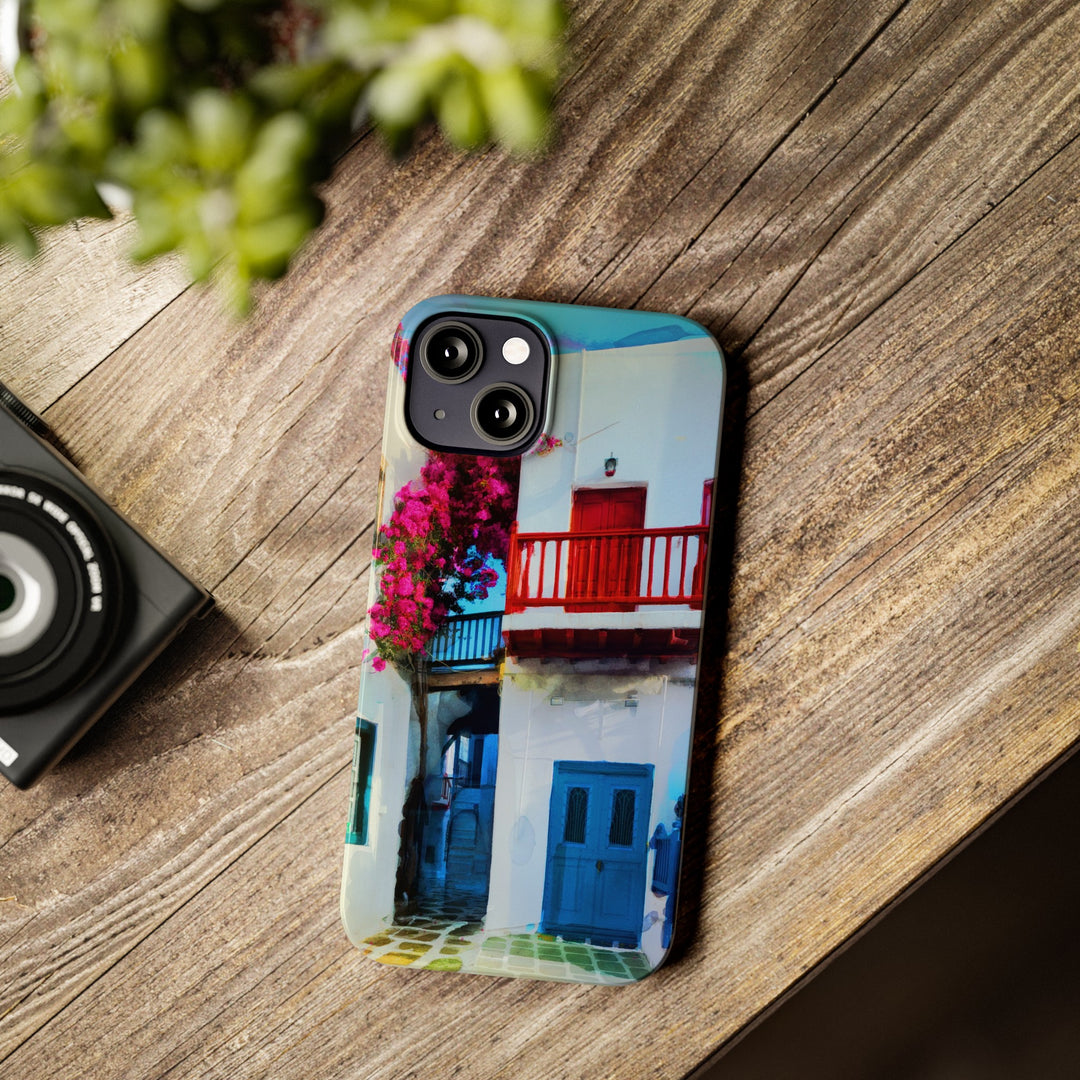 Slim Cute Phone Cases for Iphone | iPhone 15 Case | iPhone 15 Pro Max Case, Iphone 14, Iphone 14 Pro Max, Iphone 13, Colorful Greek Alley Watercolor - Studio40ParkLane