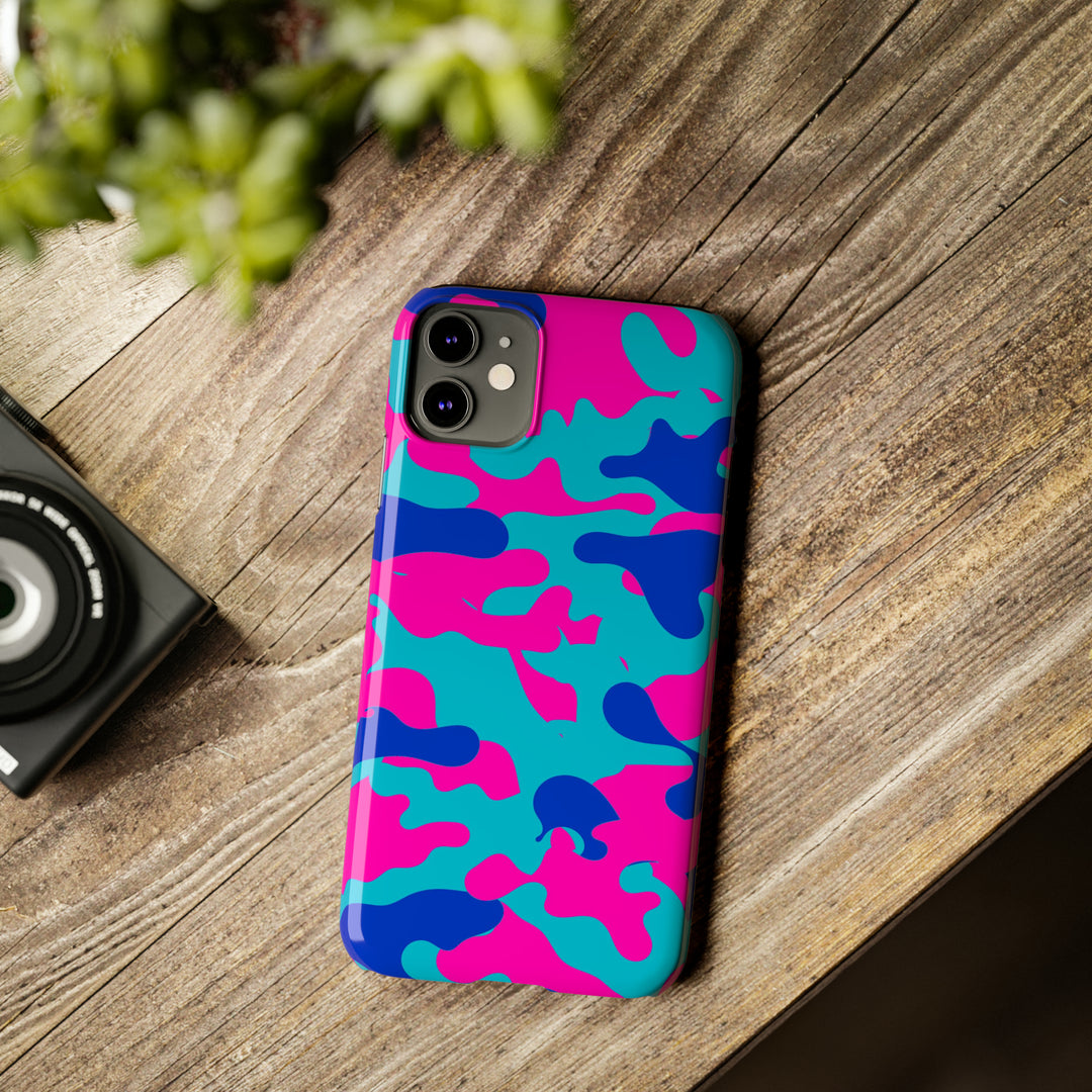 Slim Cute Phone Cases for Iphone - | iPhone 15 Case | iPhone 15 Pro Max Case, Iphone 14 Case, Iphone 14 Pro Max, Iphone 13, Blue Pink Camouflage - Studio40ParkLane