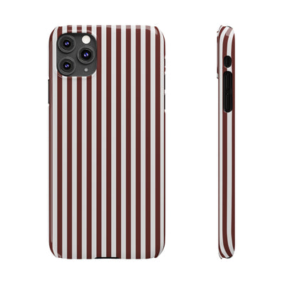 Slim Chocolate Brown Striped Cute Phone Case for Iphone 16 - | iPhone 15 Pro Max Case | iPhone 14 Case Iphone 13 12 11 10 9 8 7 Gift for Her - Studio40ParkLane