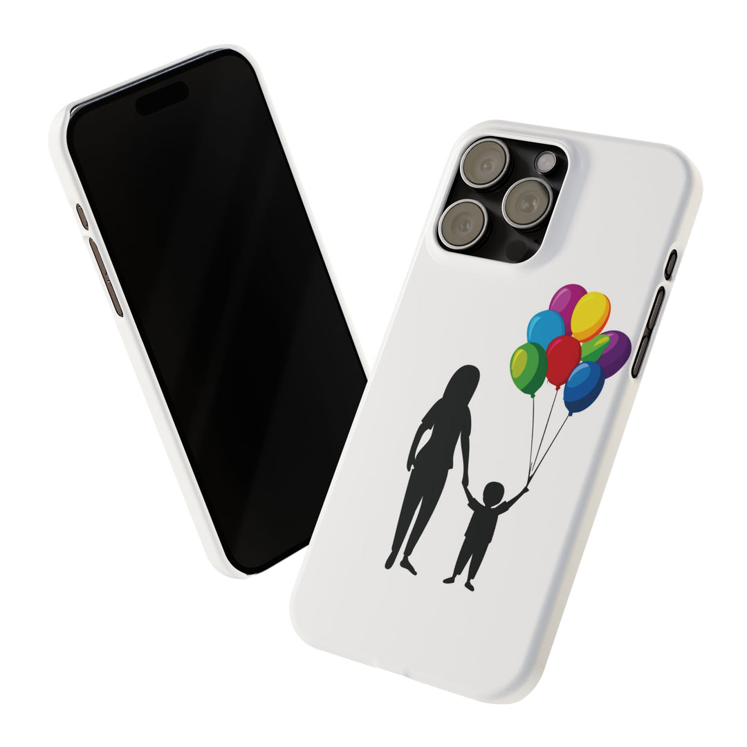 Slim Mother Child Balloons Gift for Her Cute Phone Cases for Iphone 16 Pro Max | iPhone 15 Case | iPhone 15 Pro Max Case, Iphone 14, 13, 12, 11, 10, 8, 7 - Studio40ParkLane