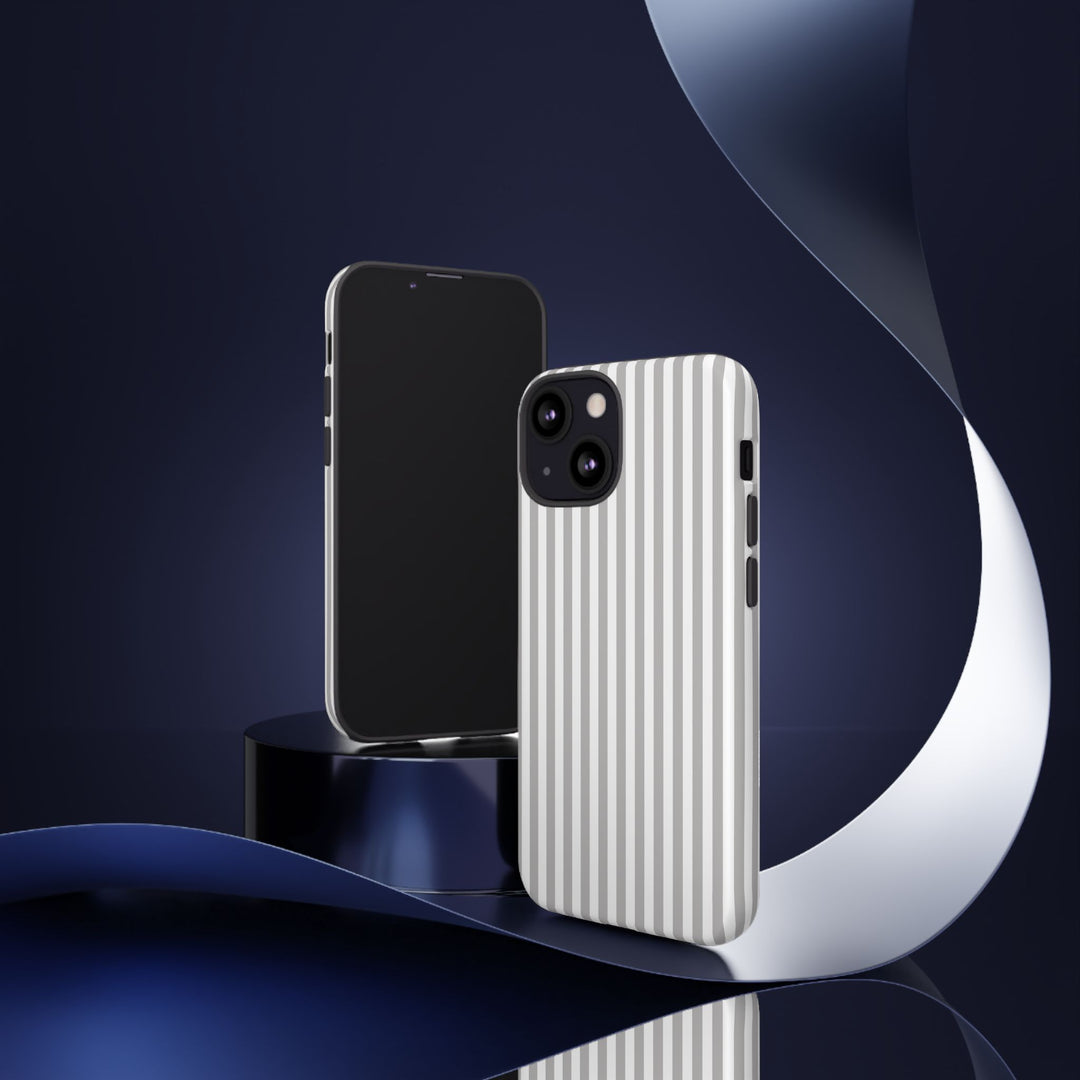 Tough Premium Ash Grey Stripes Phone Case Gift for Her - For Apple iPhone 16 Pro Max 16e iPhone 15 Pro iPhone Iphone 14 Plus 13 Pro 12 SE XR - Studio40ParkLane