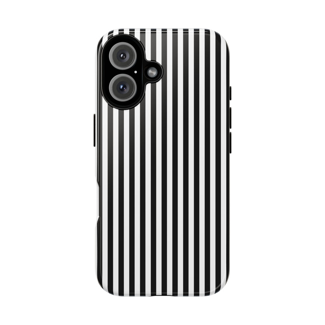 Tough Premium Black White Stripes Phone Case Gift for Her - For Apple iPhone 16 Pro Max 16e iPhone 15 Pro iPhone Iphone 14 Plus 13 Pro 12 SE XR - Studio40ParkLane