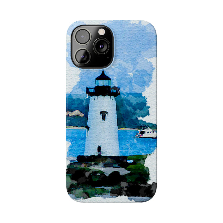 Slim Cute Phone Cases for Iphone - | iPhone 15 Case | iPhone 15 Pro Max Case, Iphone 14 Case, Iphone 14 Pro Max, Iphone 13, Beach Lighthouse Blue - Studio40ParkLane