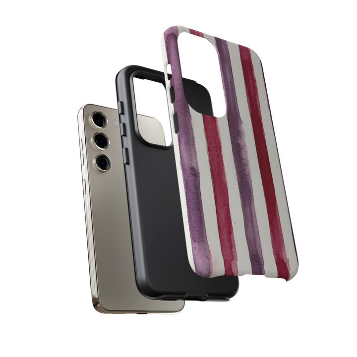 Tough Cute Wine Red Purple Stripes Phone Case, for IPhone 17 Pro Max | Iphone 17 Air, Iphone 16, IPhone 15, 14 13 12, Samsung Galaxy S26, S25, S24, S23 - Studio40ParkLane