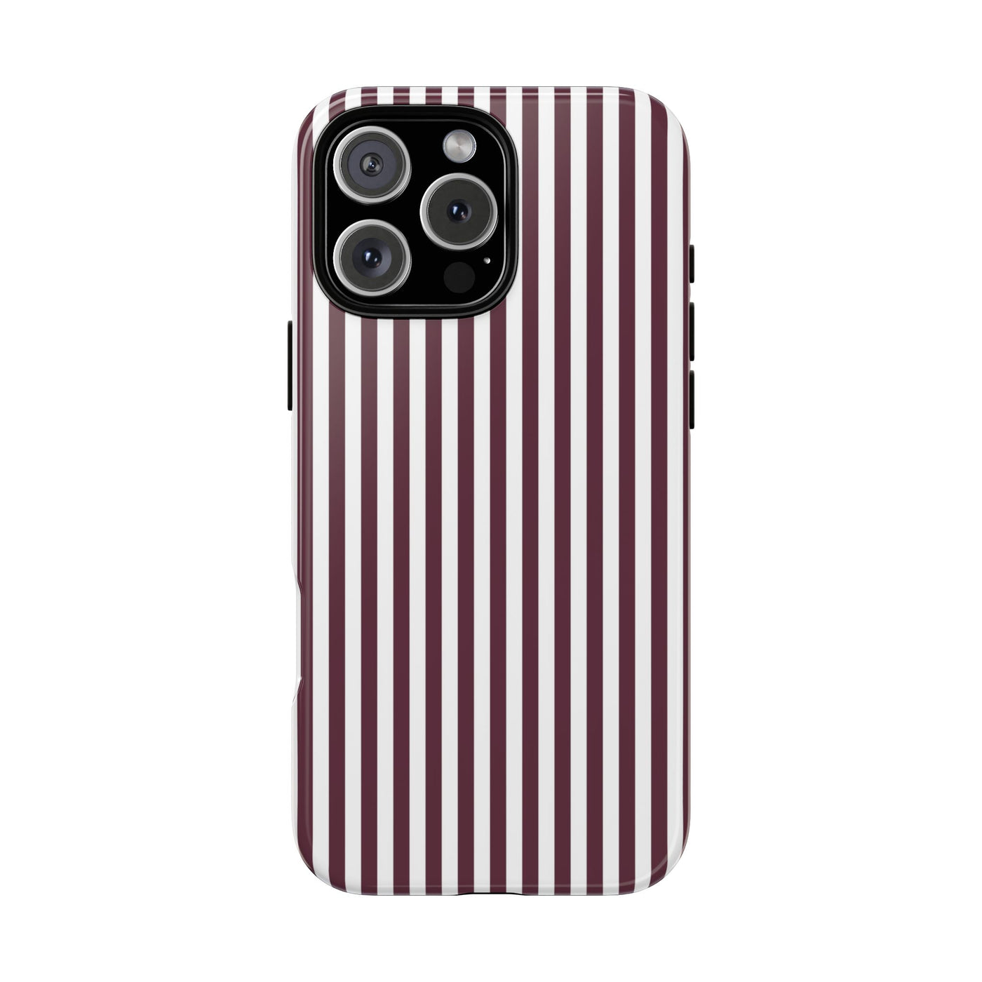 Tough Premium Burgundy Stripes Phone Case Gift for Her - For Apple iPhone 16 Pro Max 16e iPhone 15 Pro iPhone Iphone 14 Plus 13 Pro 12 SE XR - Studio40ParkLane
