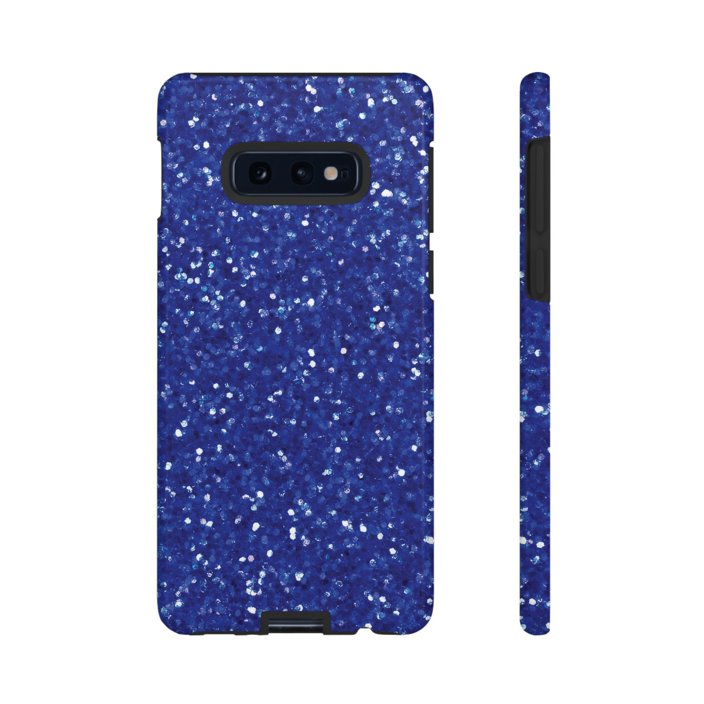 Chic Blue Faux Play on Glitter Effect Cute Phone Case, for IPhone 16 pro Max | Iphone 15, Iphone 14, IPhone 13 Case, 11 8 7, Samsung Galaxy S24, S23, S22, S21, 2 Layer Protection