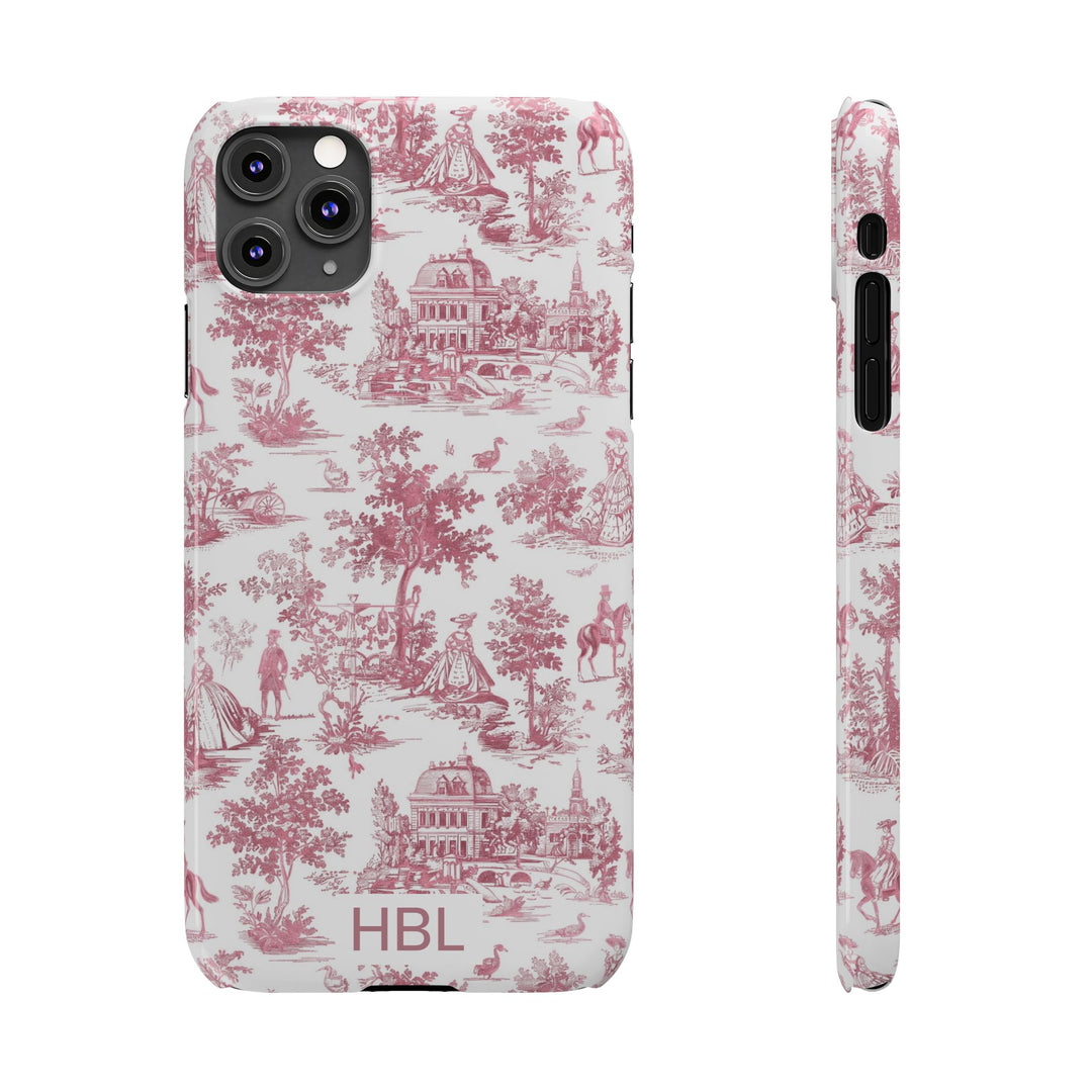 Slim Personalized Slim Pink Vintage French Toile Cute Phone Cases for Iphone 16 Pro Max | iPhone 15 Case | iPhone 15 Pro Max Case, Iphone 14, Iphone 14 Pro Max, Iphone 13 12 11 8 7 - Studio40ParkLane