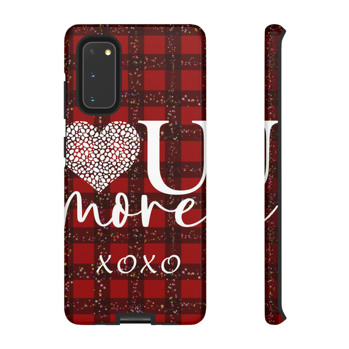 Cute Samsung Phone Cases, Designer Samsung Galaxy S23 Phone Case, Samsung S22 Case, Samsung S21 Case, Samsung S20 Case, Red Plaid Love You - Studio40ParkLane