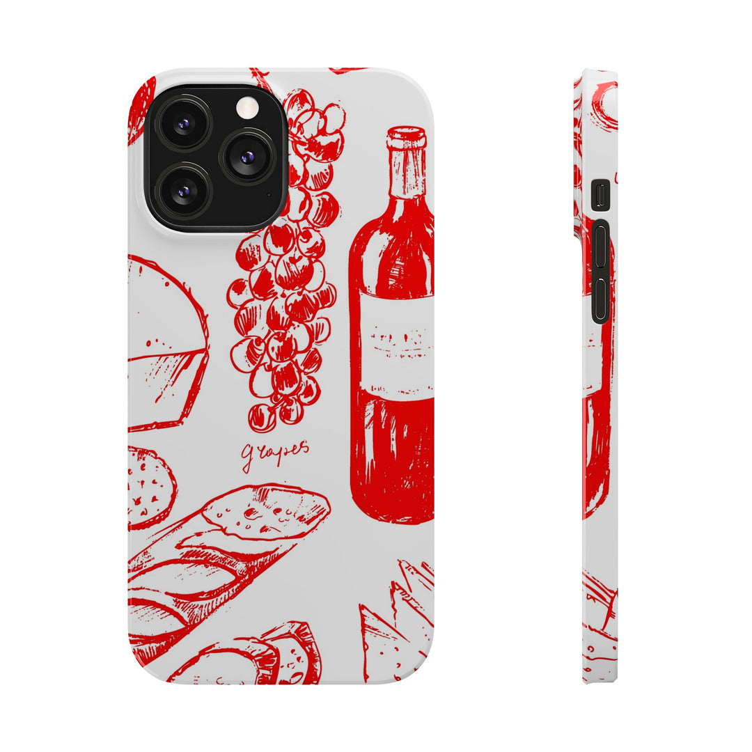 Slim Cute Phone Cases for Iphone | iPhone 15 Case | iPhone 15 Pro Max Case, Iphone 14, Iphone 14 Pro Max, Iphone 13, French Food Wine Red - Studio40ParkLane