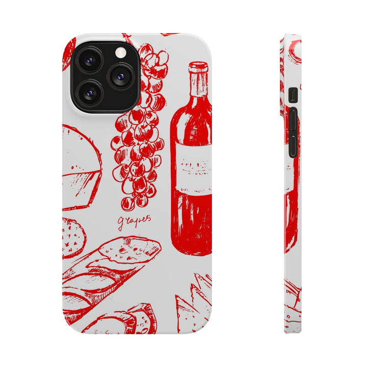 Slim Cute Phone Cases for Iphone | iPhone 15 Case | iPhone 15 Pro Max Case, Iphone 14, Iphone 14 Pro Max, Iphone 13, French Food Wine Red - Studio40ParkLane