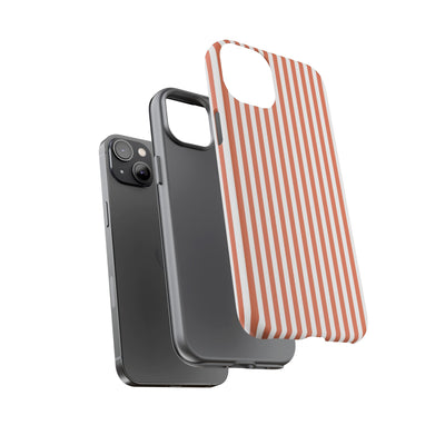 Tough Premium Peach Stripes Phone Case Gift for Her - For Apple iPhone 16 Pro Max 16e iPhone 15 Pro iPhone Iphone 14 Plus 13 Pro 12 SE XR - Studio40ParkLane