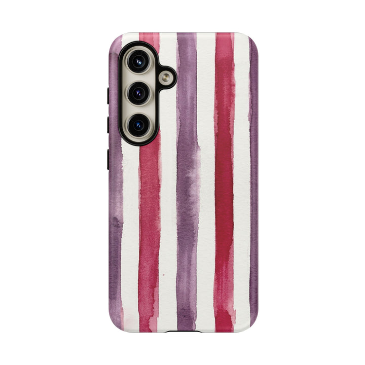 Tough Cute Wine Red Purple Stripes Phone Case, for IPhone 17 Pro Max | Iphone 17 Air, Iphone 16, IPhone 15, 14 13 12, Samsung Galaxy S26, S25, S24, S23 - Studio40ParkLane