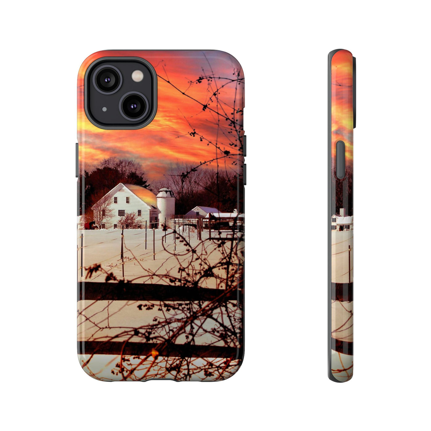 Impact Resistant, Winter Sunset Cute Phone Cases for Samsung S24, S23, S22, S21, IPhone 15 pro Iphone 14 pro Iphone 13 IPhone 12 Iphone 11