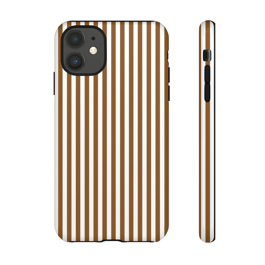 Tough Premium Mocca Brown Stripes Phone Case Gift for Her - For Apple iPhone 16 Pro Max 16e iPhone 15 Pro iPhone Iphone 14 Plus 13 Pro 12 SE XR - Studio40ParkLane