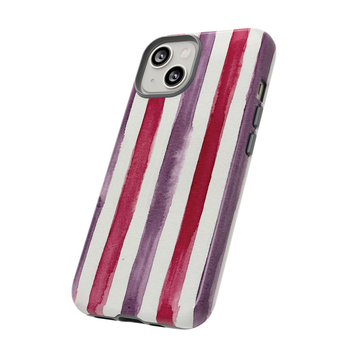 Tough Cute Wine Red Purple Stripes Phone Case, for IPhone 17 Pro Max | Iphone 17 Air, Iphone 16, IPhone 15, 14 13 12, Samsung Galaxy S26, S25, S24, S23 - Studio40ParkLane