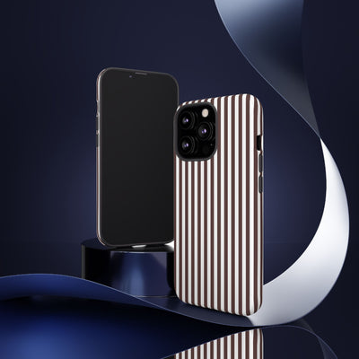 Tough Premium Brown Stripes Phone Case Gift for Her - For Apple iPhone 16 Pro Max 16e iPhone 15 Pro iPhone Iphone 14 Plus 13 Pro 12 SE XR - Studio40ParkLane