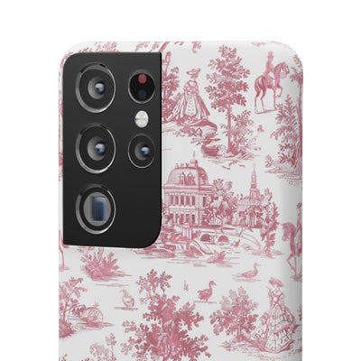 Snap Pink Vintage French Toile Cute Phone Cases for Samsung Galaxy S24, S23, S22, S21, S20, Plus, Ultra, Iphone 16, 15, 14, Pro and Max