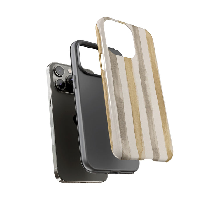 Tough Cute Brown Beige Stripes Phone Case, for IPhone 17 Pro Max | Iphone 17 Air, Iphone 16, IPhone 15, 14 13 12, Samsung Galaxy S26, S25, S24, S23 - Studio40ParkLane