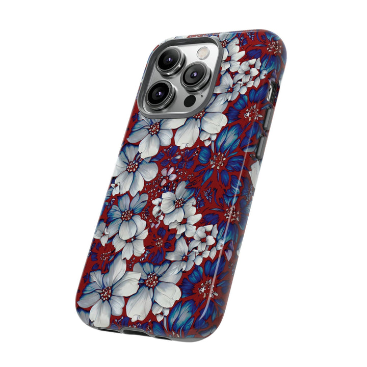 Cute IPhone Case | Red Blue Flowers, iPhone 15 Case | iPhone 15 Pro Case, Iphone 14 Case, Iphone 14 Pro Max Case, Protective Iphone Case - Studio40ParkLane