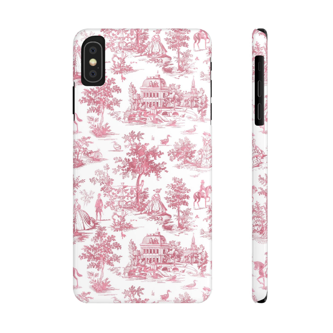 Slim Pink Vintage French Toile Cute Phone Cases for Iphone 16 Pro Max | iPhone 15 Case | iPhone 15 Pro Max Case, Iphone 14, Iphone 14 Pro Max, Iphone 13 12 11 8 7 - Studio40ParkLane
