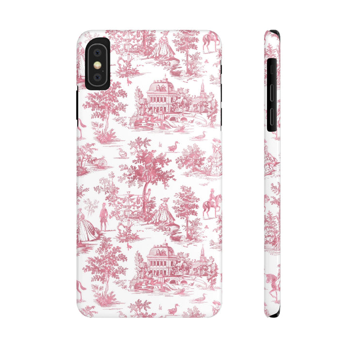 Slim Pink Vintage French Toile Cute Phone Cases for Iphone 16 Pro Max | iPhone 15 Case | iPhone 15 Pro Max Case, Iphone 14, Iphone 14 Pro Max, Iphone 13 12 11 8 7 - Studio40ParkLane