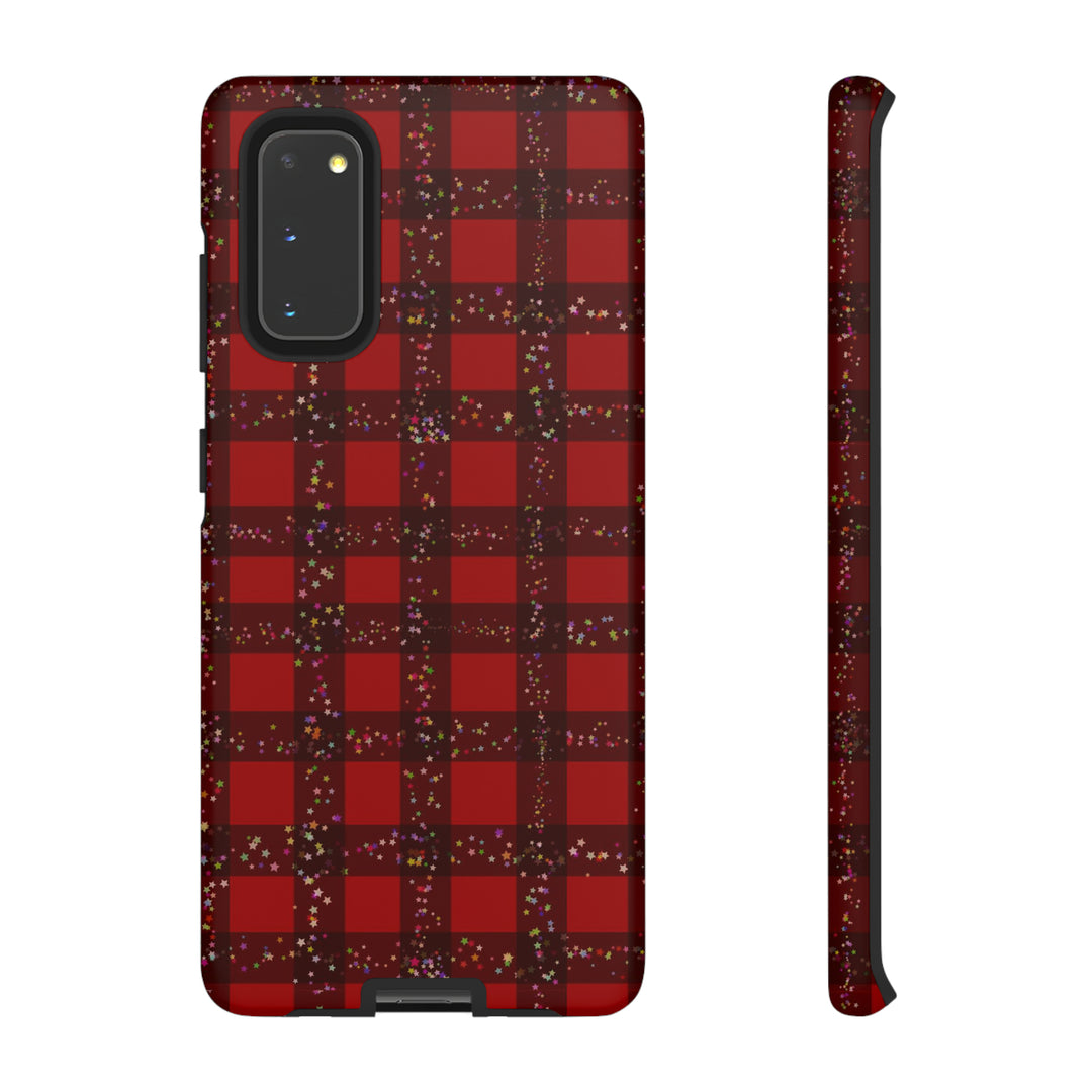 Samsung Phone Cases, Designer Samsung Galaxy S23 Phone Case, Samsung S22 Case, Samsung S21 Case, Samsung S20 Case, Red Festive Plaid - Studio40ParkLane
