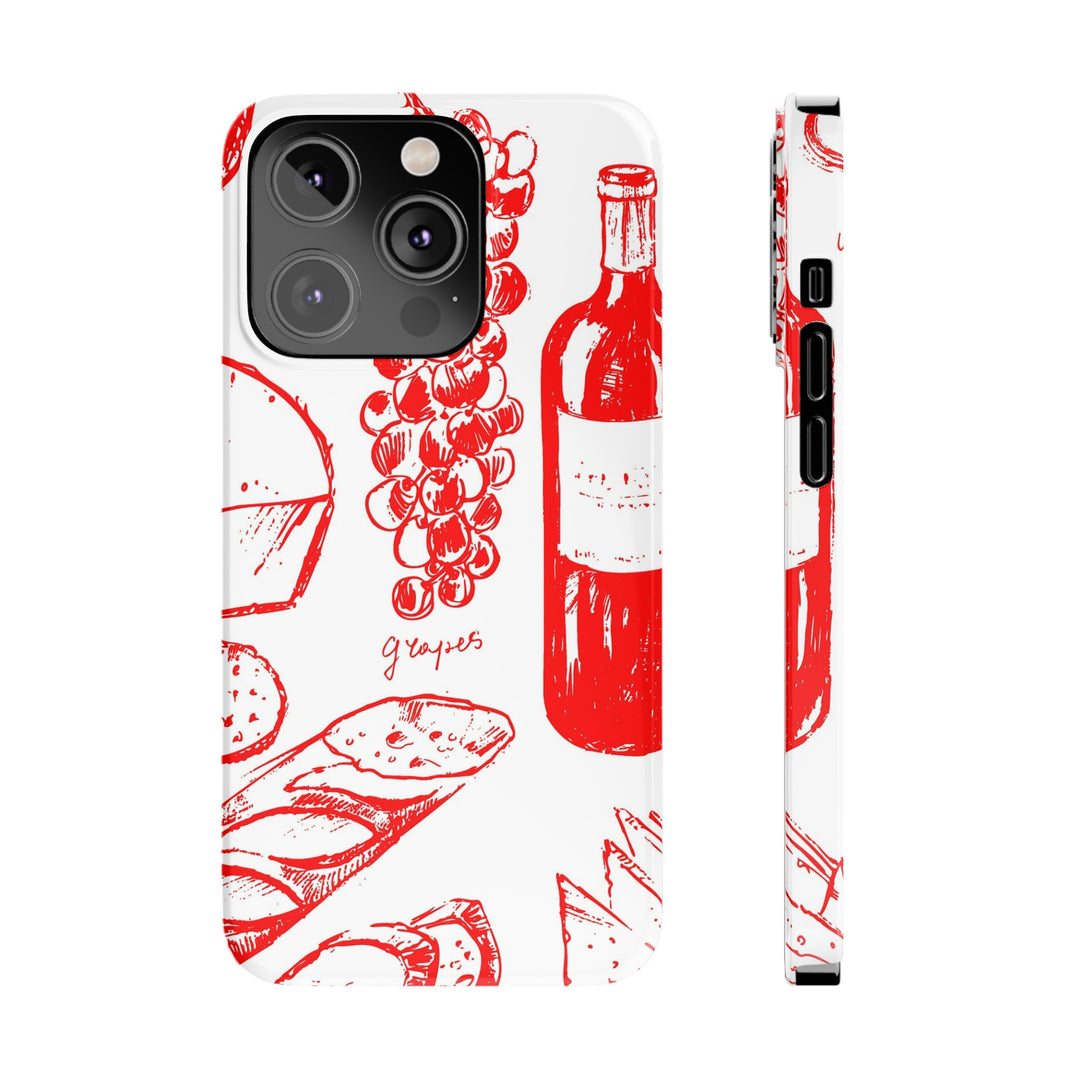 Slim Cute Phone Cases for Iphone | iPhone 15 Case | iPhone 15 Pro Max Case, Iphone 14, Iphone 14 Pro Max, Iphone 13, French Food Wine Red - Studio40ParkLane