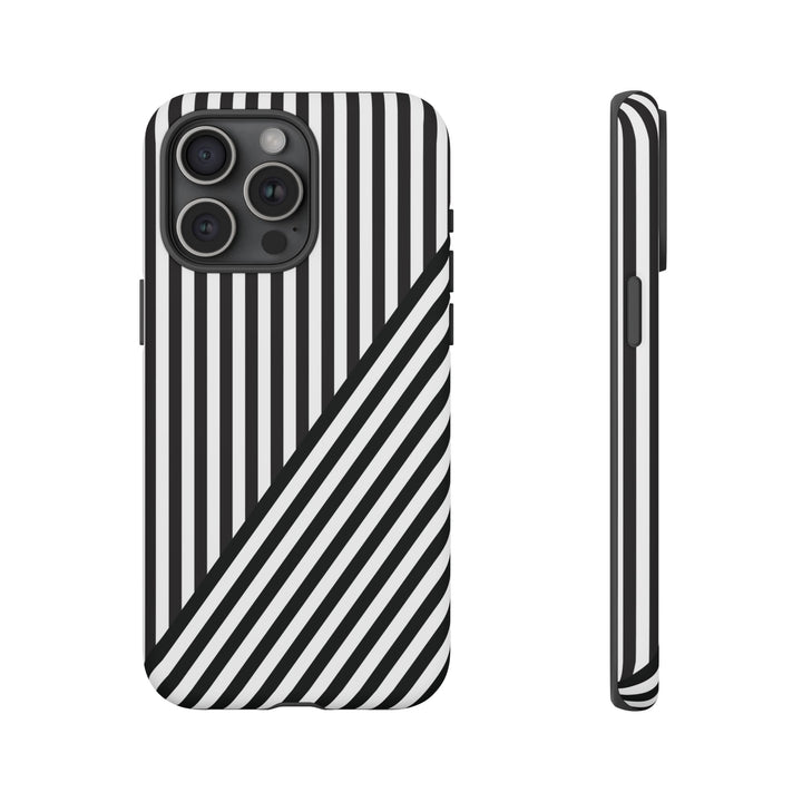 Aesthetic Tough Black White Stripes Phone Case - For iPhone 17 Pro Max iPhone 16 Pro iPhone 15 Iphone 14 Plus 13 Pro 12 11 10 XR - Studio40ParkLane
