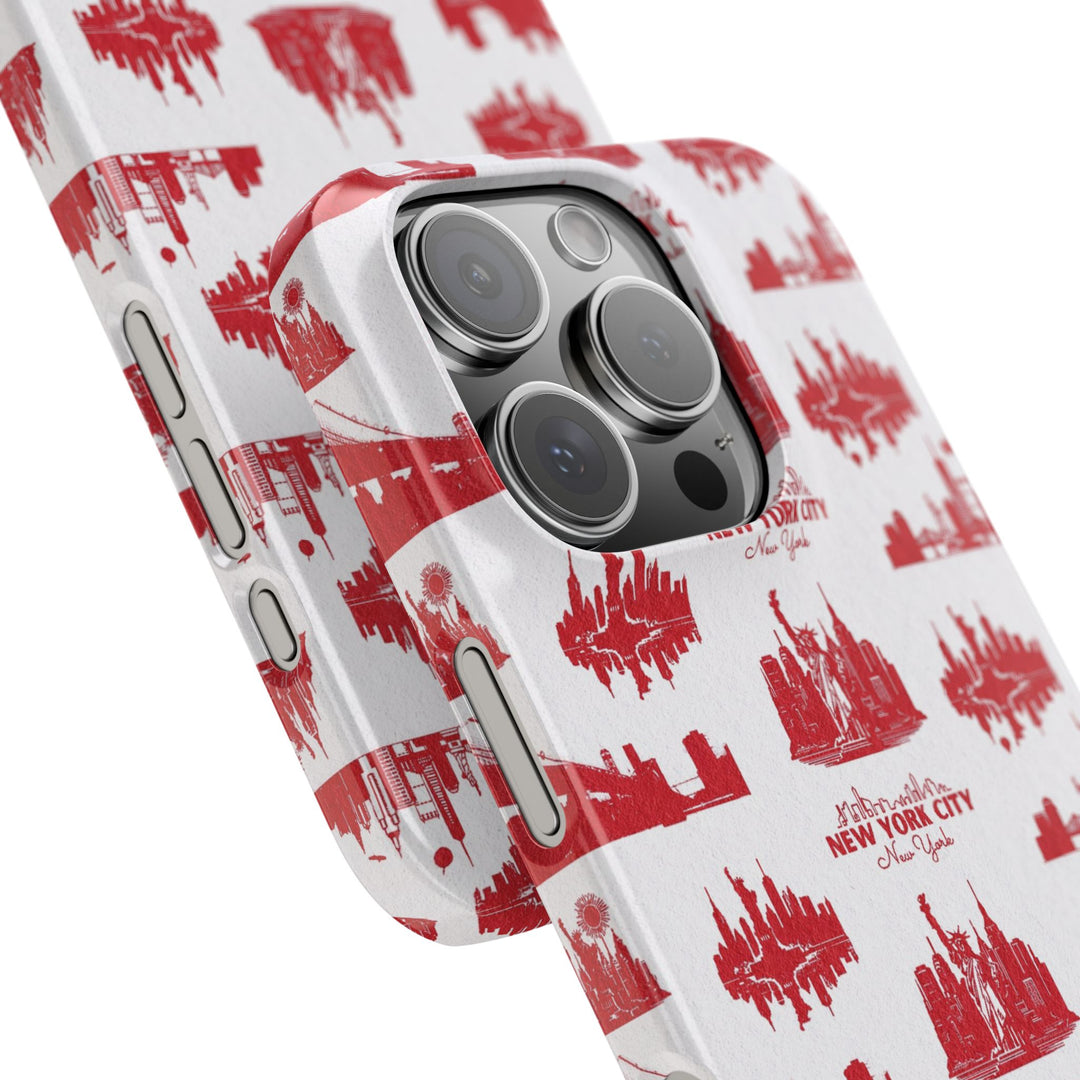 Slim New York Skyline Red Collage Coquette Gift for Her Cute Phone Cases for Iphone 16 Pro Max | iPhone 15 Case | iPhone 15 Pro Max Case, Iphone 14, Iphone 14 Pro Max, Iphone 13 12 11 8 7 - Studio40ParkLane