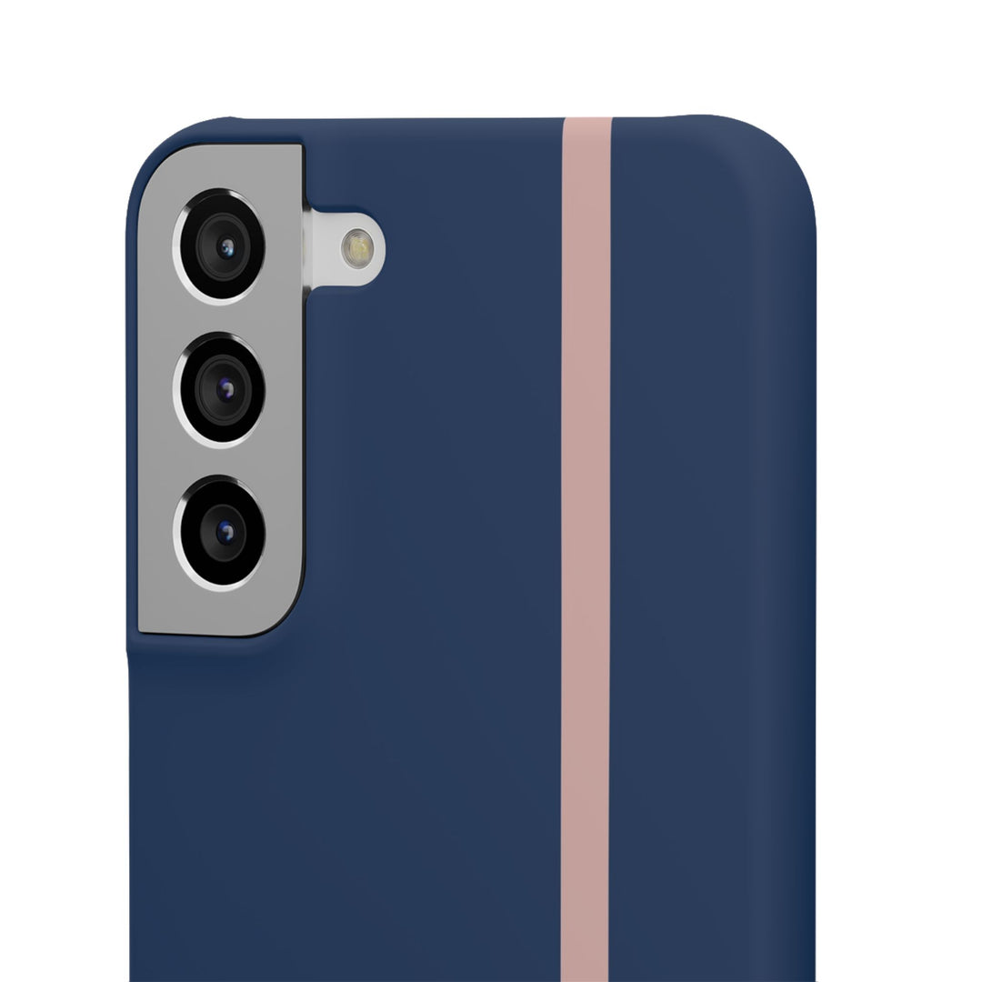 Sleek Navy Blue Pink Stripe Snap Phone Case for iPhone 18 17 16 15 14 13 Pro Max, Samsung Galaxy S26 S25 Ultra Lightweight Cute Phone Case - Studio40ParkLane