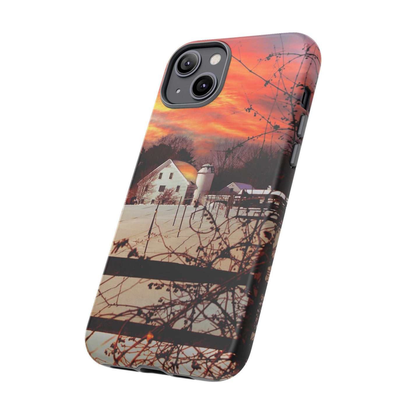 Impact Resistant, Winter Sunset Cute Phone Cases for Samsung S24, S23, S22, S21, IPhone 15 pro Iphone 14 pro Iphone 13 IPhone 12 Iphone 11