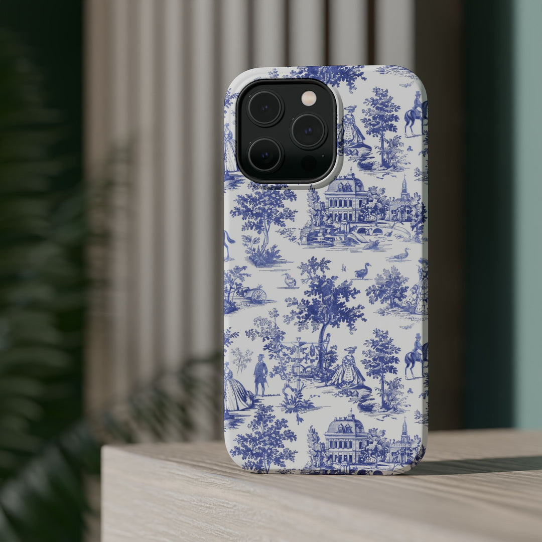 Blue Toile Magnetic Impact-Resistant Cute Phone Case for Iphone 16, iPhone 15 Pro Max Plus 14, 13, 12, 11 Gift for her - Studio40ParkLane