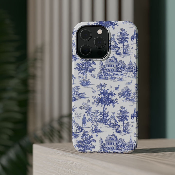 Blue Toile Magnetic Impact-Resistant Cute Phone Case for Iphone 16, iPhone 15 Pro Max Plus 14, 13, 12, 11 Gift for her - Studio40ParkLane