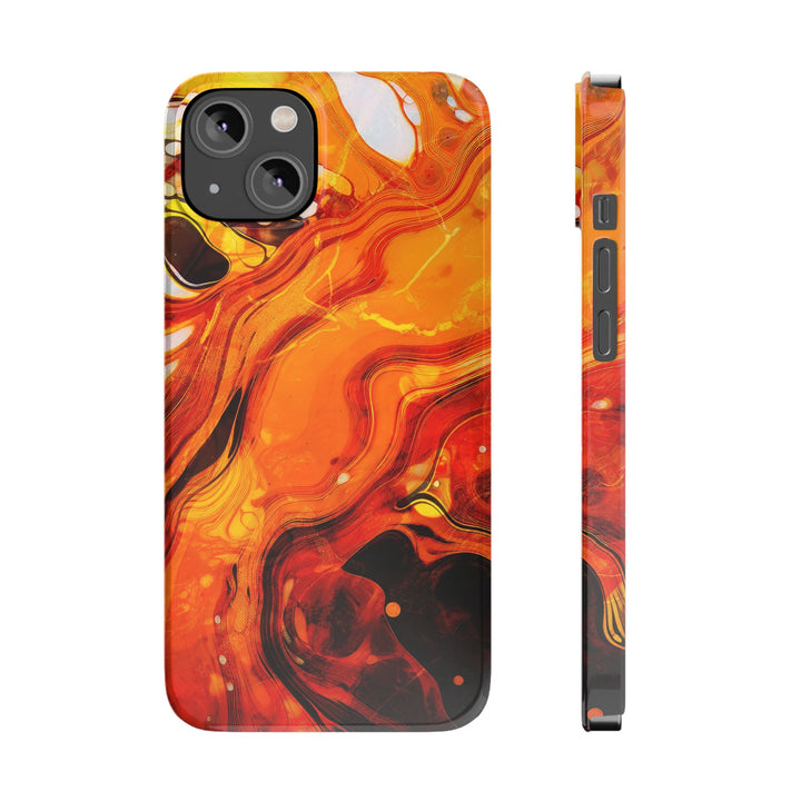 Slim Cute Phone Cases for Iphone - | iPhone 15 Case | iPhone 15 Pro Max Case, Iphone 14 Case, Iphone 14 Pro Max, Iphone 13, Marble Orange Yellow - Studio40ParkLane