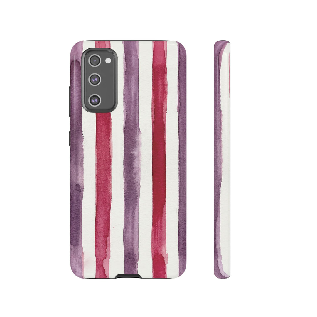 Tough Cute Wine Red Purple Stripes Phone Case, for IPhone 17 Pro Max | Iphone 17 Air, Iphone 16, IPhone 15, 14 13 12, Samsung Galaxy S26, S25, S24, S23 - Studio40ParkLane