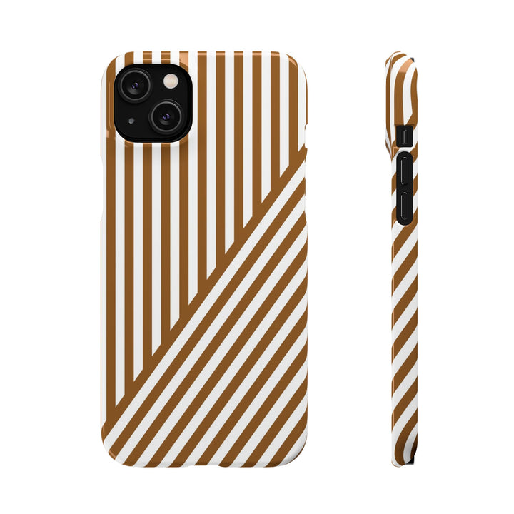 Aesthetic Mocha Brown Stripes Cute Phone Case Sleek Snap - For iPhone 17 Pro Max iPhone 16 Pro iPhone 15 Iphone 14 Plus 13 Pro 12 11 10 Gift - Studio40ParkLane