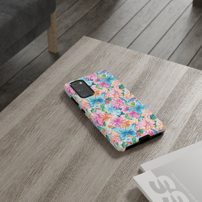 Premium Tough Butterflies Flowers Cute Phone Cases for Samsung S24, S23, S22, S21, S20, Plus and Ultra, Iphone 16 Pro Max,15, 14, 13, 12, 11, 10