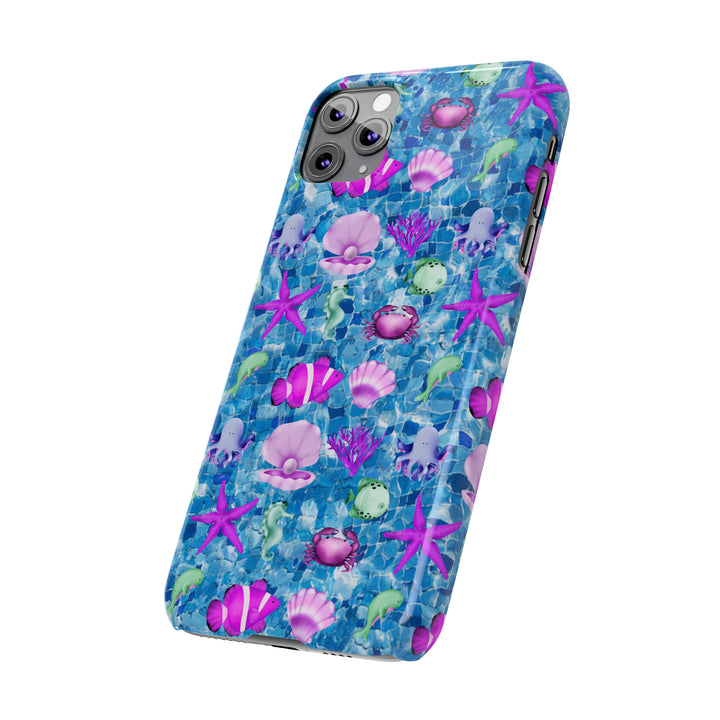 Slim Cute Phone Cases for Iphone - | iPhone 15 Case | iPhone 15 Pro Max Case, Iphone 14 Case, Iphone 14 Pro Max, Iphone 13, Blue Pink Under Sea - Studio40ParkLane