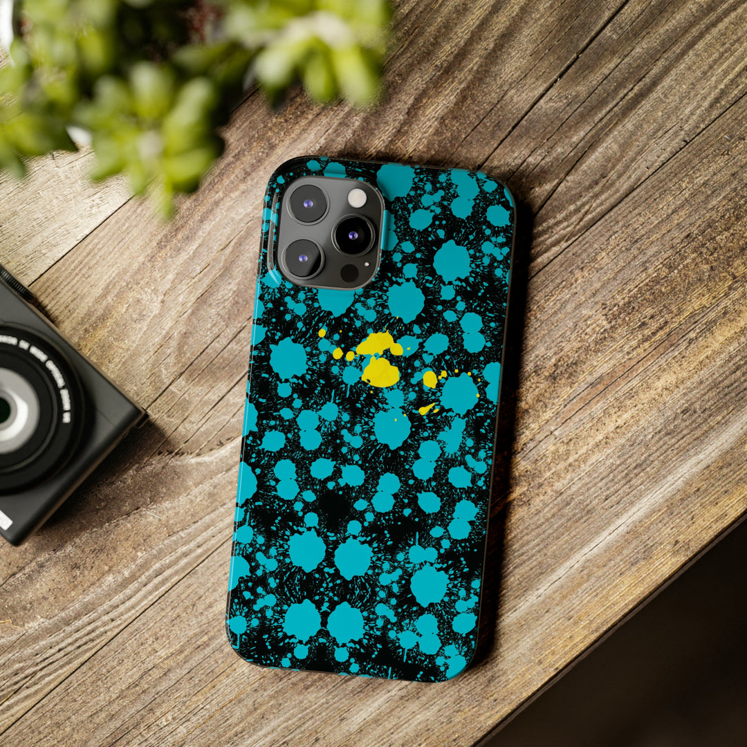 Slim Cute Phone Cases for Iphone - | iPhone 15 Case | iPhone 15 Pro Max Case, Iphone 14 Case, Iphone 14 Pro Max, Iphone 13, Paint Splash Blue Yellow - Studio40ParkLane