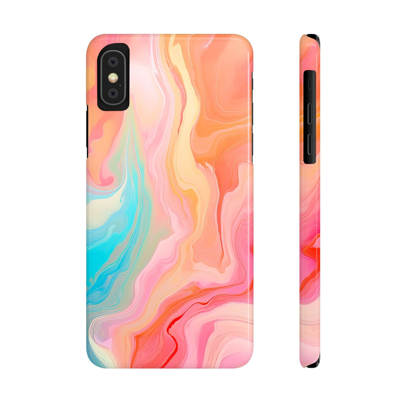 Slim Blue Pink Orange Marbled Cute Phone Cases for Iphone 16 Pro Max | iPhone 15 Case | iPhone 15 Pro Max Case, Iphone 14, Iphone 14 Pro Max, Iphone 13 12 11 8 7