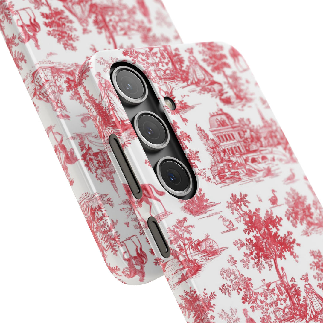 Snap French Toile Personalized Initial Custom Gift for Her Cute Phone Cases for Samsung S24, S23, S22, S21, S20, Plus and Ultra and Iphone, 16, 15, 14, 13, 12, 11. 10 - Studio40ParkLane