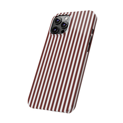 Slim Chocolate Brown Striped Cute Phone Case for Iphone 16 - | iPhone 15 Pro Max Case | iPhone 14 Case Iphone 13 12 11 10 9 8 7 Gift for Her - Studio40ParkLane