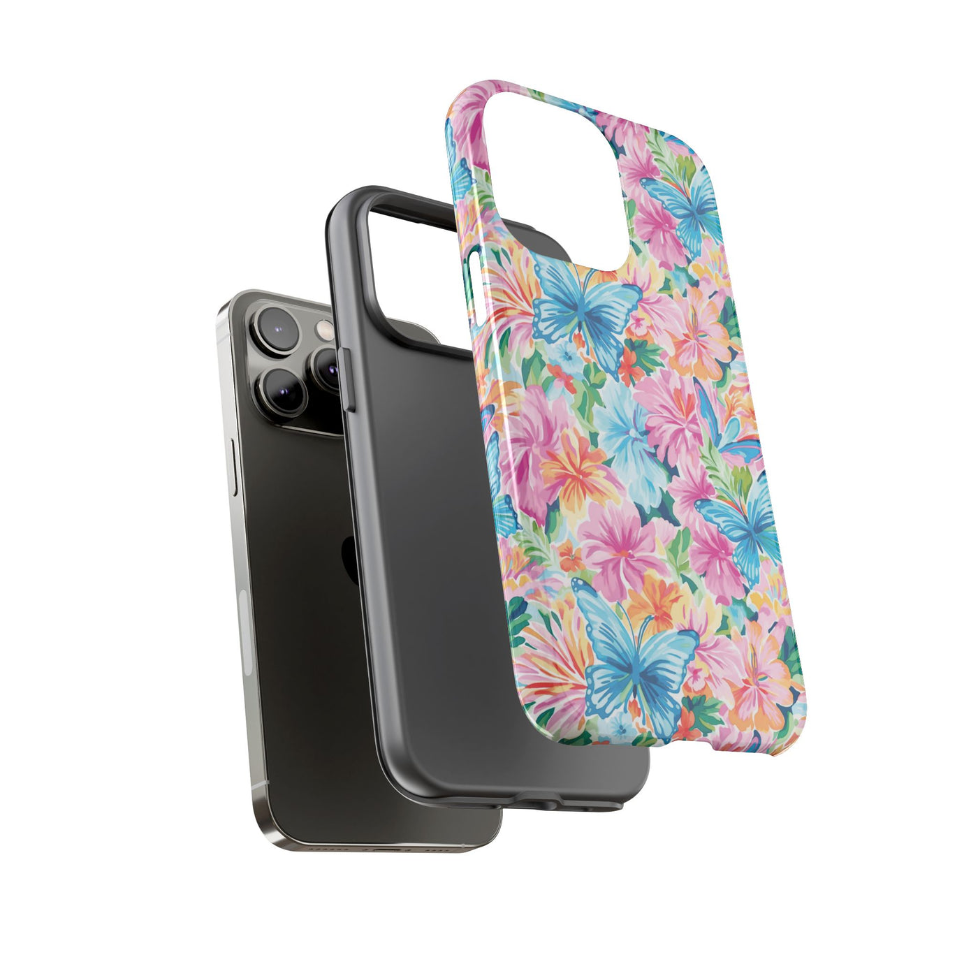 Premium Tough Butterflies Flowers Cute Phone Cases for Samsung S24, S23, S22, S21, S20, Plus and Ultra, Iphone 16 Pro Max,15, 14, 13, 12, 11, 10