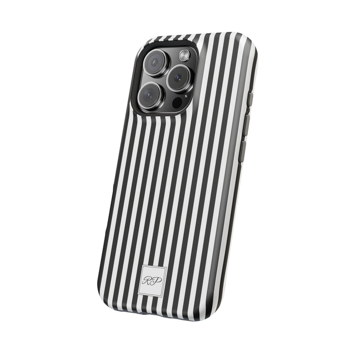 Custom Personalized Black White Striped Magsafe Phone Case for Iphone 17 - | iPhone 16 Pro Max Case | iPhone 15 Case Iphone 14 13 12 11 10 - Studio40ParkLane