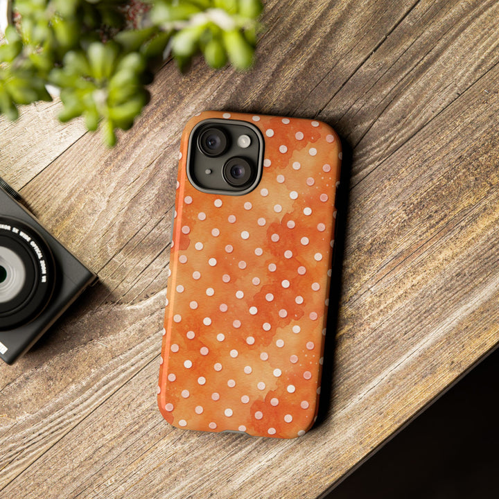 Aesthetic Tough Orange Polka Dots Watercolor Phone Case - For iPhone 17 Pro Max iPhone 16 Pro iPhone 15 Iphone 14 Plus 13 Pro 12 11 10 XR - Studio40ParkLane